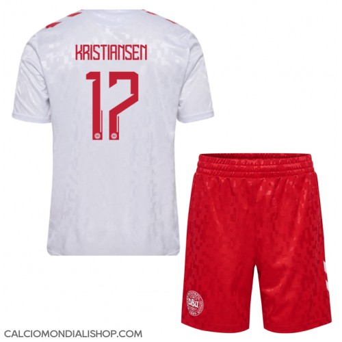 Maglie da calcio Danimarca Victor Kristiansen #17 Seconda Maglia Bambino Europei 2024 Manica Corta (+ Pantaloni corti)